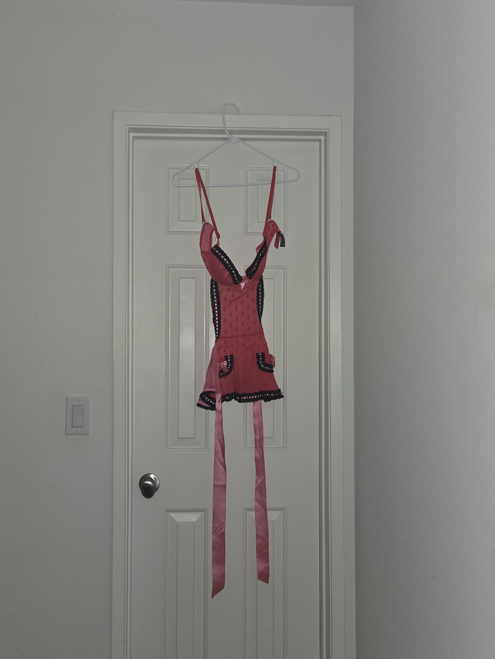 Victoria's Secret Pink and Black Satin Chemise with Garter Details